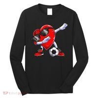 Dabbing Soccer Ball Heart funny Valentines Day Long Sleeve Shirt thumb 0