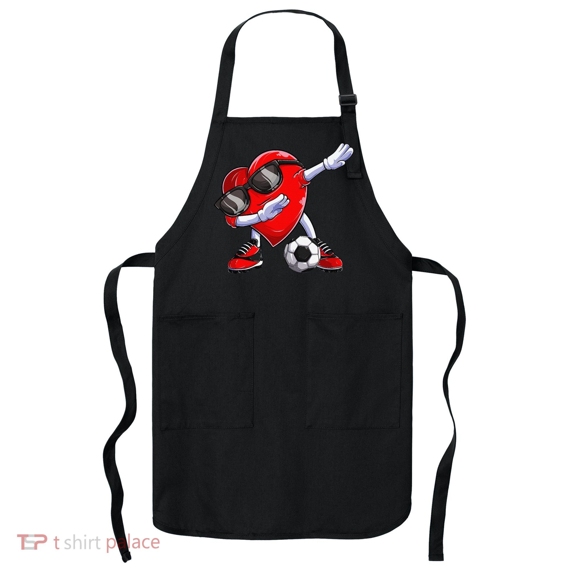 Dabbing Soccer Ball Heart funny Valentines Day Apron