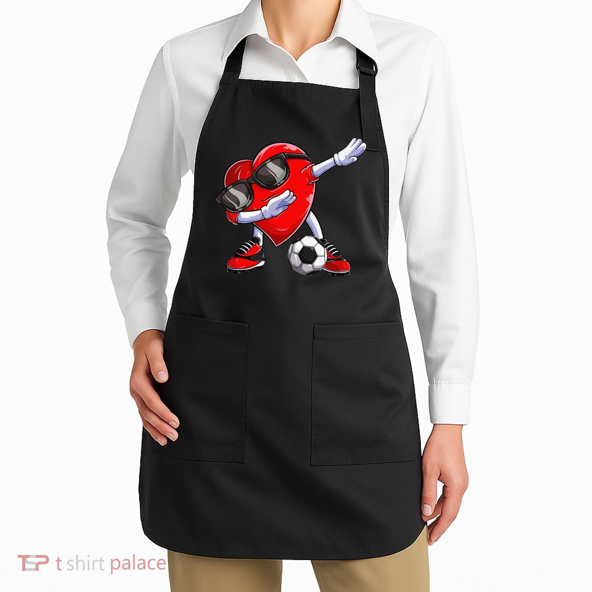 Dabbing Soccer Ball Heart funny Valentines Day Apron