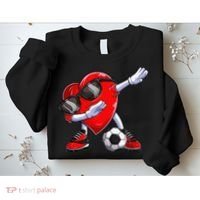 Dabbing Soccer Ball Heart funny Valentines Day Sweatshirt thumb 2
