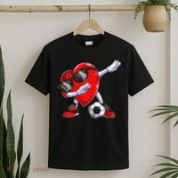 Dabbing Soccer Ball Heart funny Valentines Day T-Shirt thumb 2
