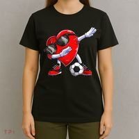 Dabbing Soccer Ball Heart funny Valentines Day T-Shirt thumb 4