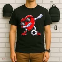 Dabbing Soccer Ball Heart funny Valentines Day T-Shirt thumb 6