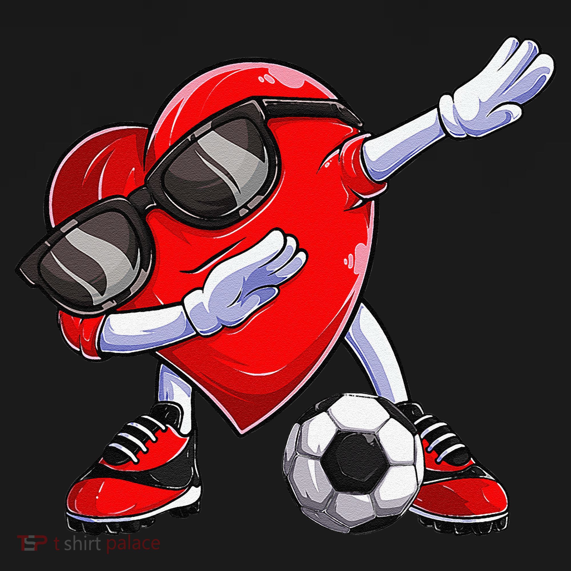 Dabbing Soccer Ball Heart funny Valentines Day T-Shirt