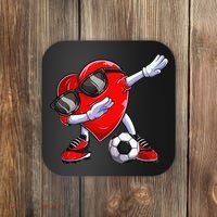Dabbing Soccer Ball Heart funny Valentines Day Coaster thumb 0
