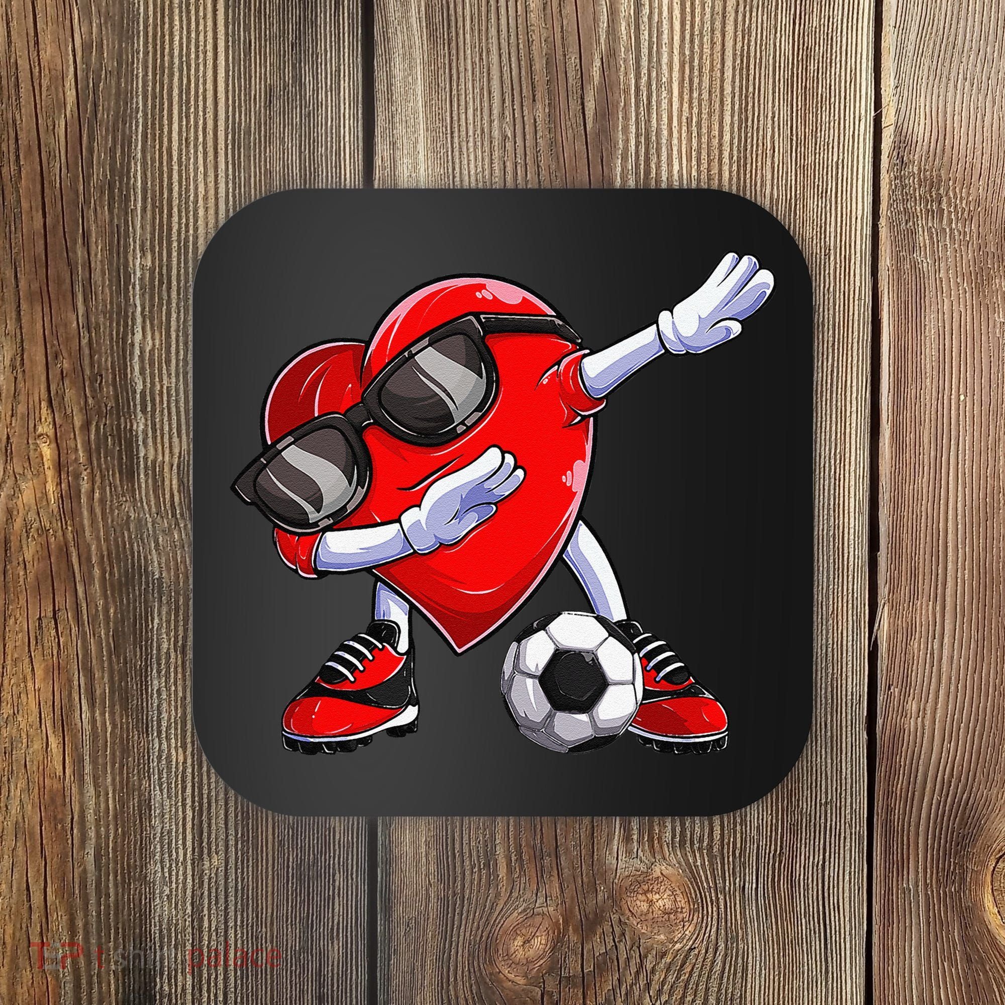 Dabbing Soccer Ball Heart funny Valentines Day Coaster