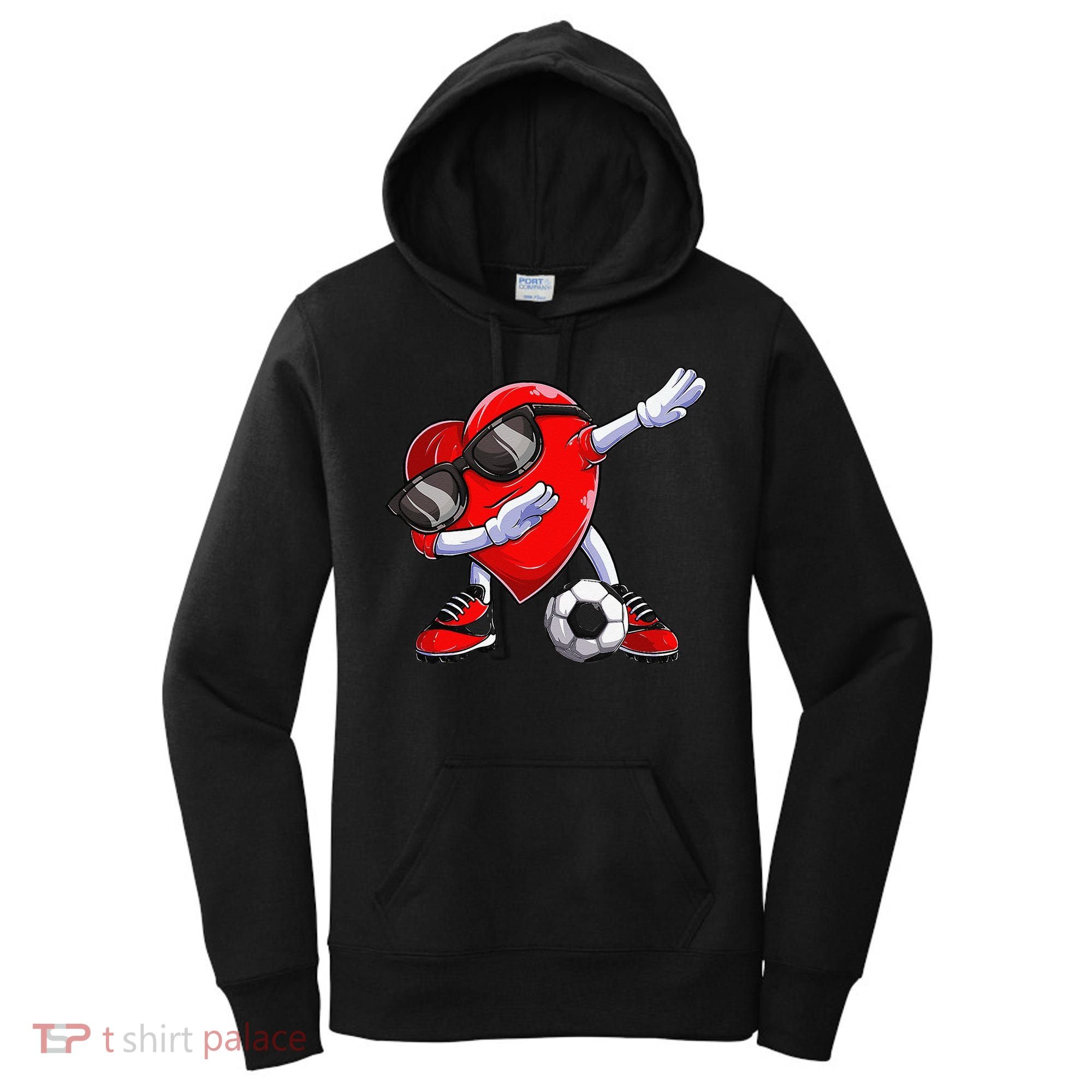 Dabbing Soccer Ball Heart funny Valentines Day Women's Hoodie