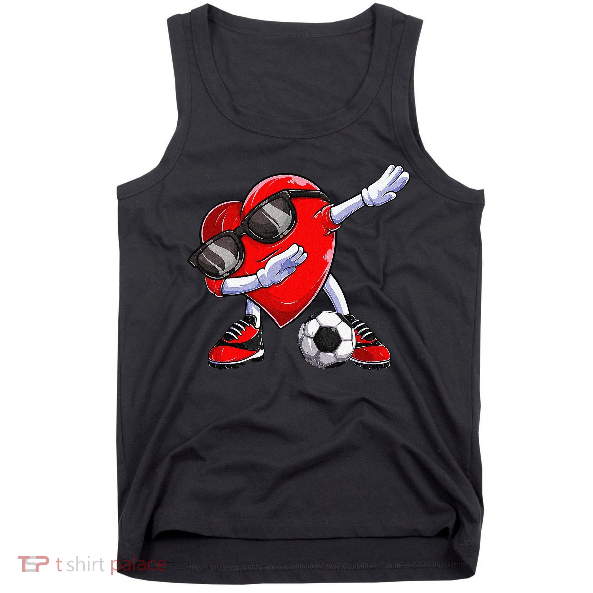 Dabbing Soccer Ball Heart funny Valentines Day Tank Top