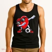 Dabbing Soccer Ball Heart funny Valentines Day Tank Top thumb 3