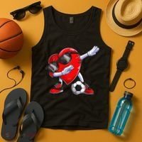 Dabbing Soccer Ball Heart funny Valentines Day Tank Top thumb 4