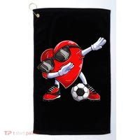 Dabbing Soccer Ball Heart funny Valentines Day Golf Towel thumb 0