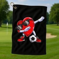 Dabbing Soccer Ball Heart funny Valentines Day Golf Towel thumb 1