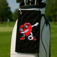 Dabbing Soccer Ball Heart funny Valentines Day Golf Towel thumb 2