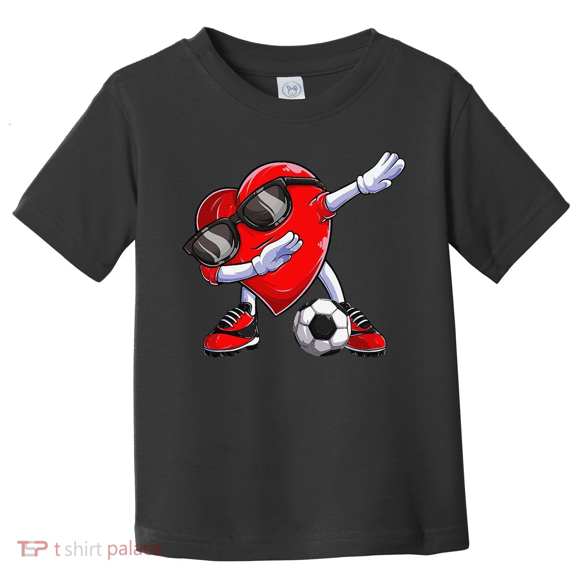 Dabbing Soccer Ball Heart funny Valentines Day Toddler T-Shirt