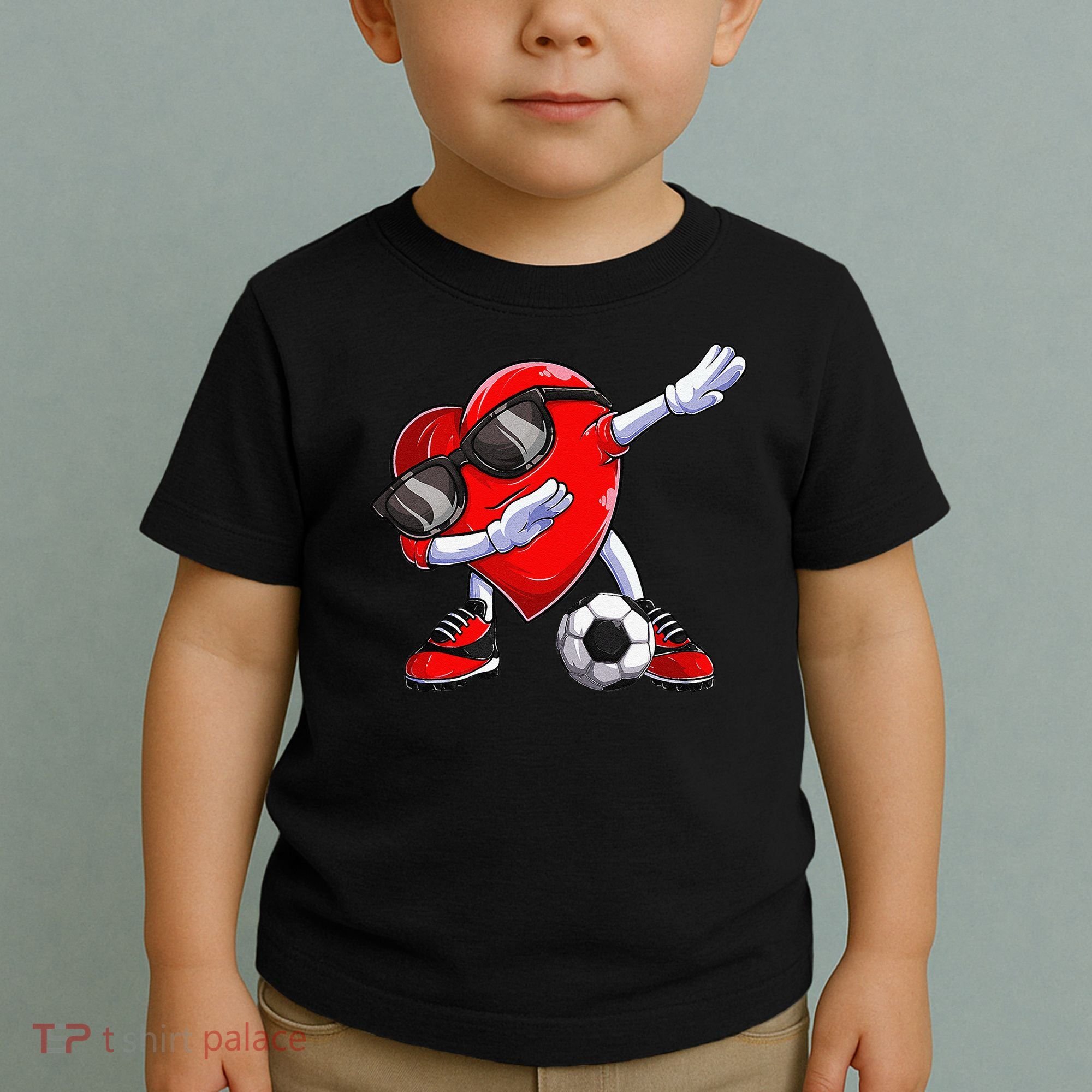 Dabbing Soccer Ball Heart funny Valentines Day Toddler T-Shirt