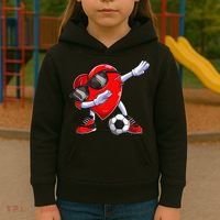 Dabbing Soccer Ball Heart funny Valentines Day Kids Hoodie thumb 3