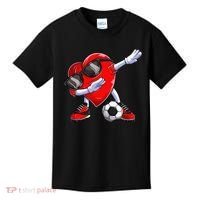Dabbing Soccer Ball Heart funny Valentines Day Kids T-Shirt thumb 0