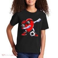 Dabbing Soccer Ball Heart funny Valentines Day Kids T-Shirt thumb 2