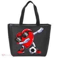 Dabbing Soccer Ball Heart funny Valentines Day Tote Bag thumb 0