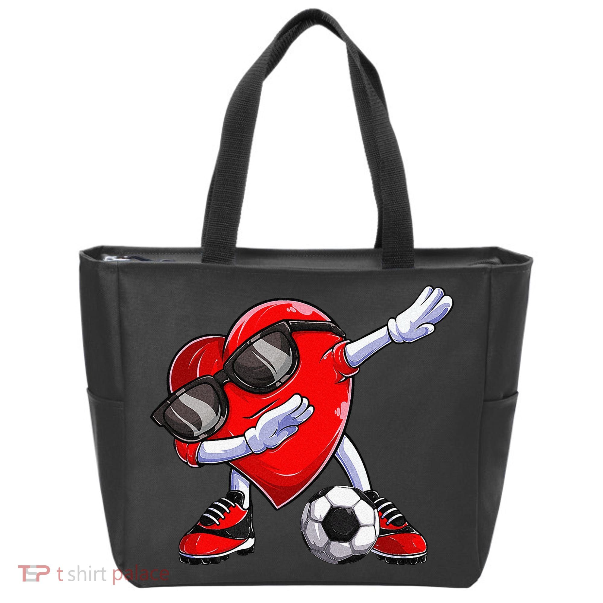 Dabbing Soccer Ball Heart funny Valentines Day Tote Bag
