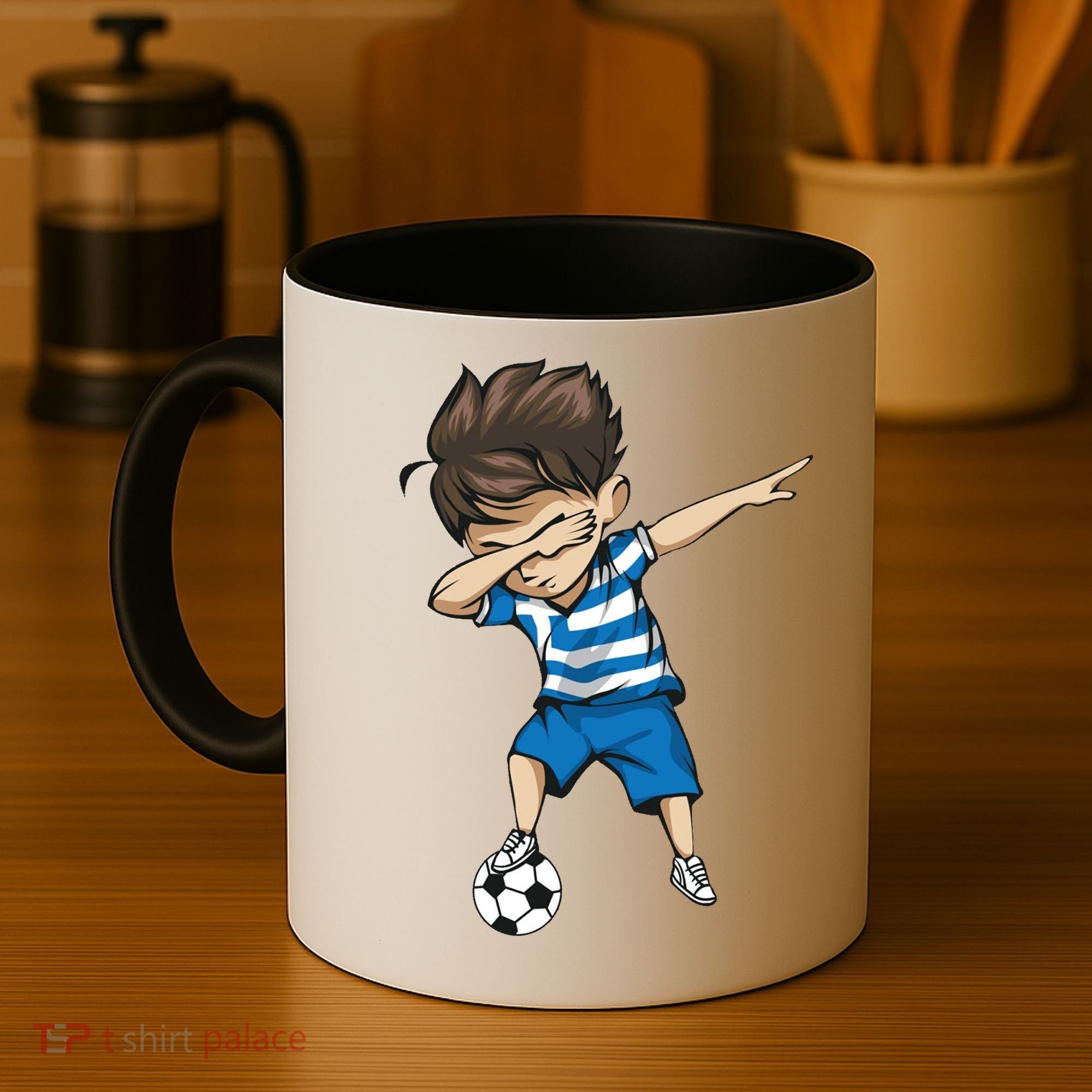 Dabbing Soccer Boy Greece Coffee Mug