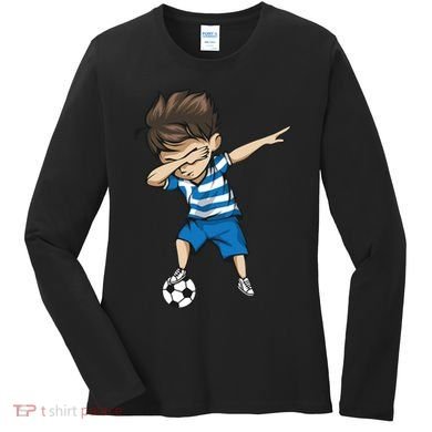Dabbing Soccer Boy Greece Women's Long Sleeve Shirt