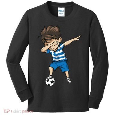 Dabbing Soccer Boy Greece Kids Long Sleeve Shirt
