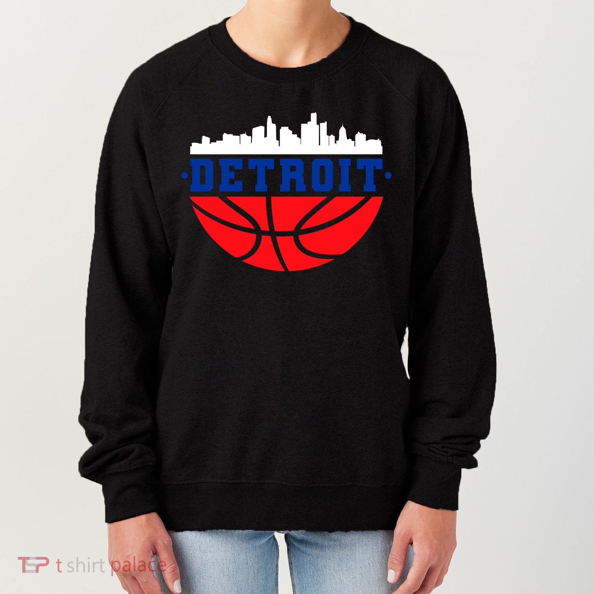 Detroit Skyline Basketball Logo Women's Sweatshirt