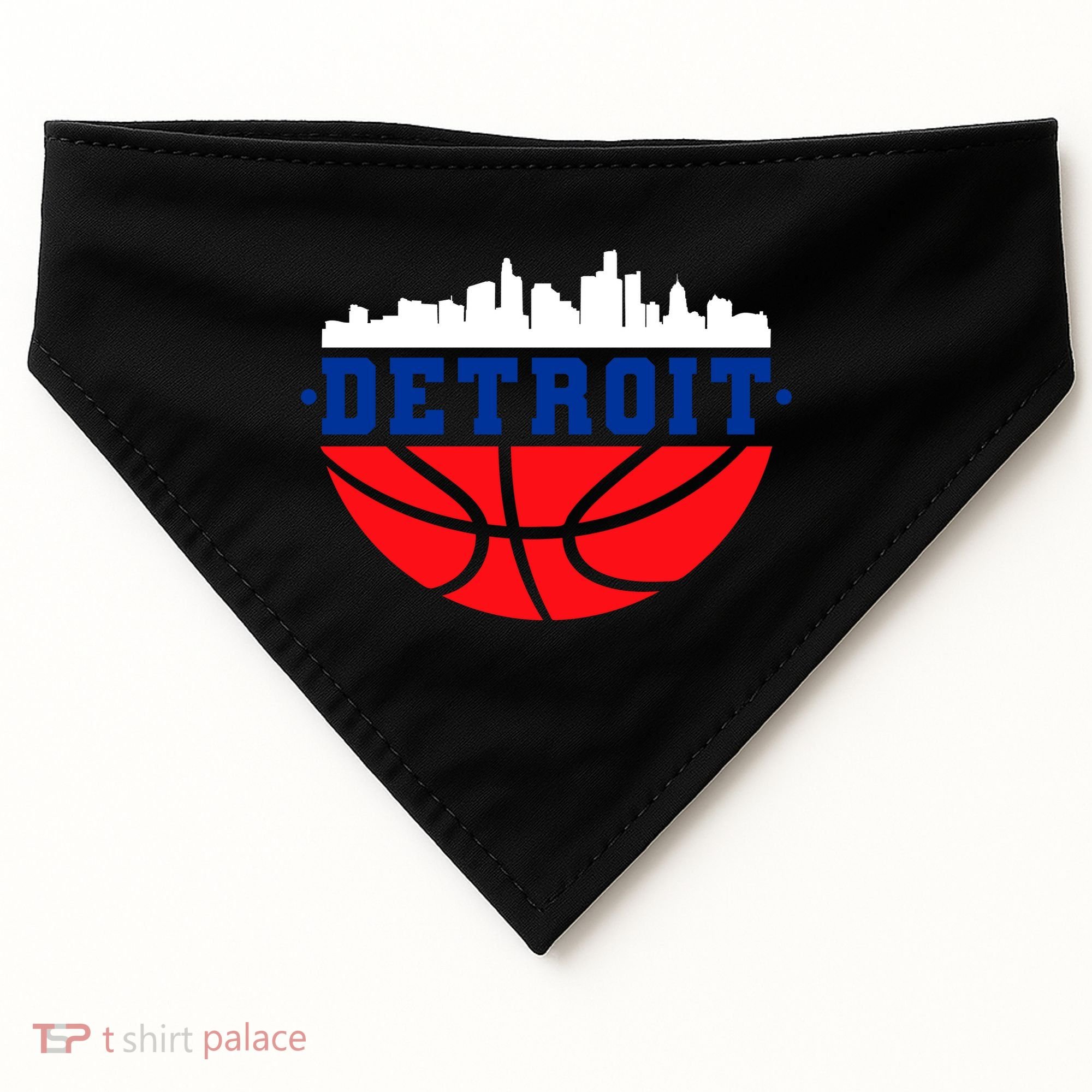 Detroit Skyline Basketball Logo USA-Made Doggie Bandana