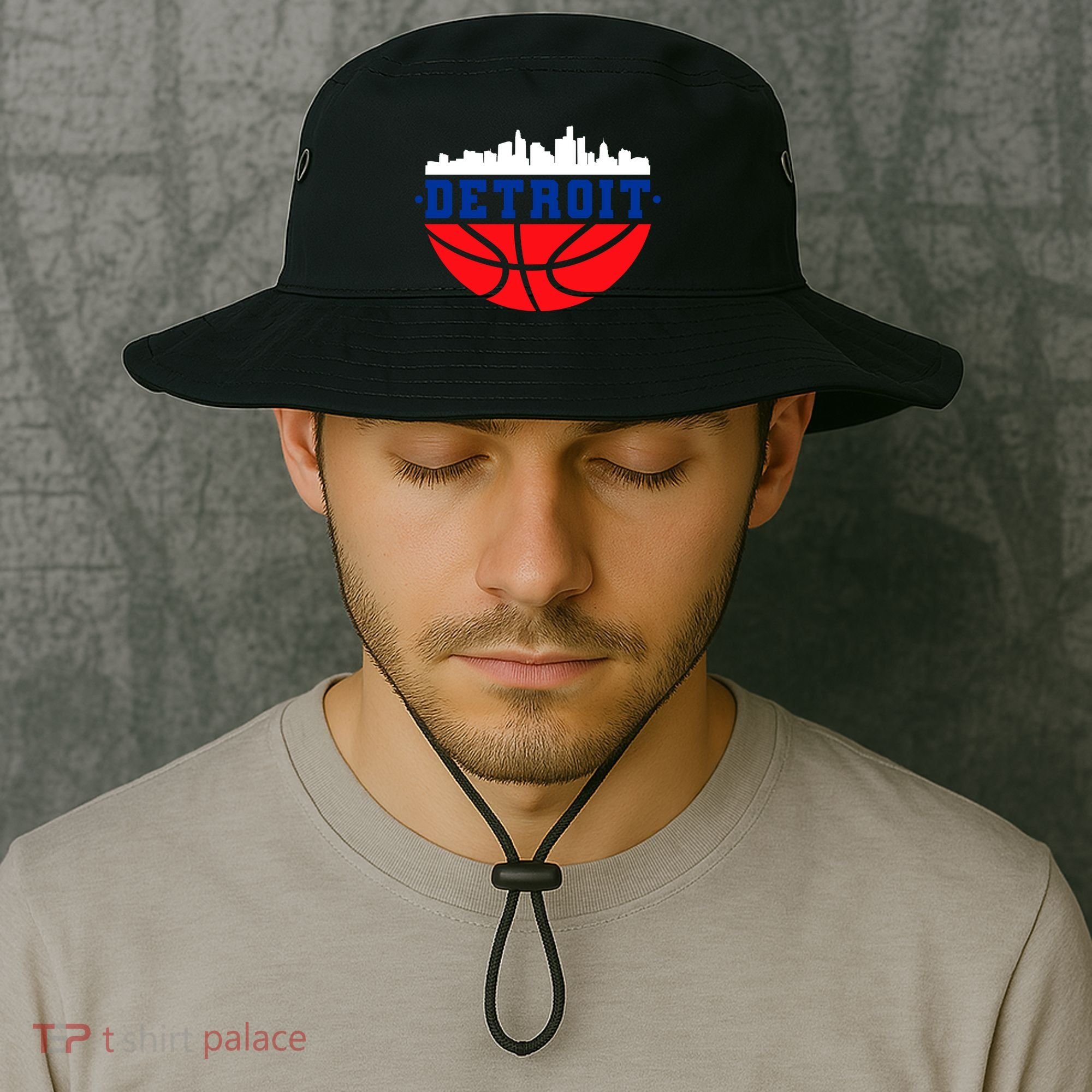 Detroit Skyline Basketball Logo Bucket Hat