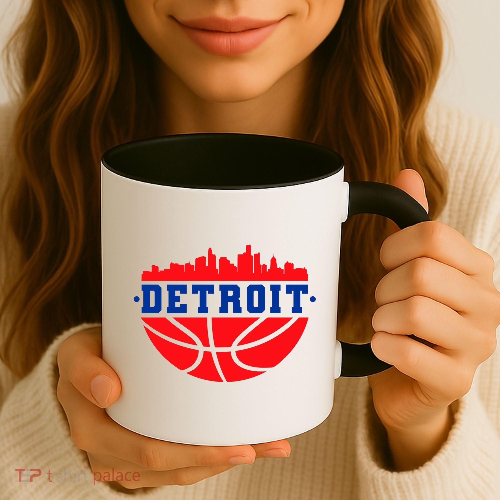 Detroit Skyline Basketball Logo Coffee Mug