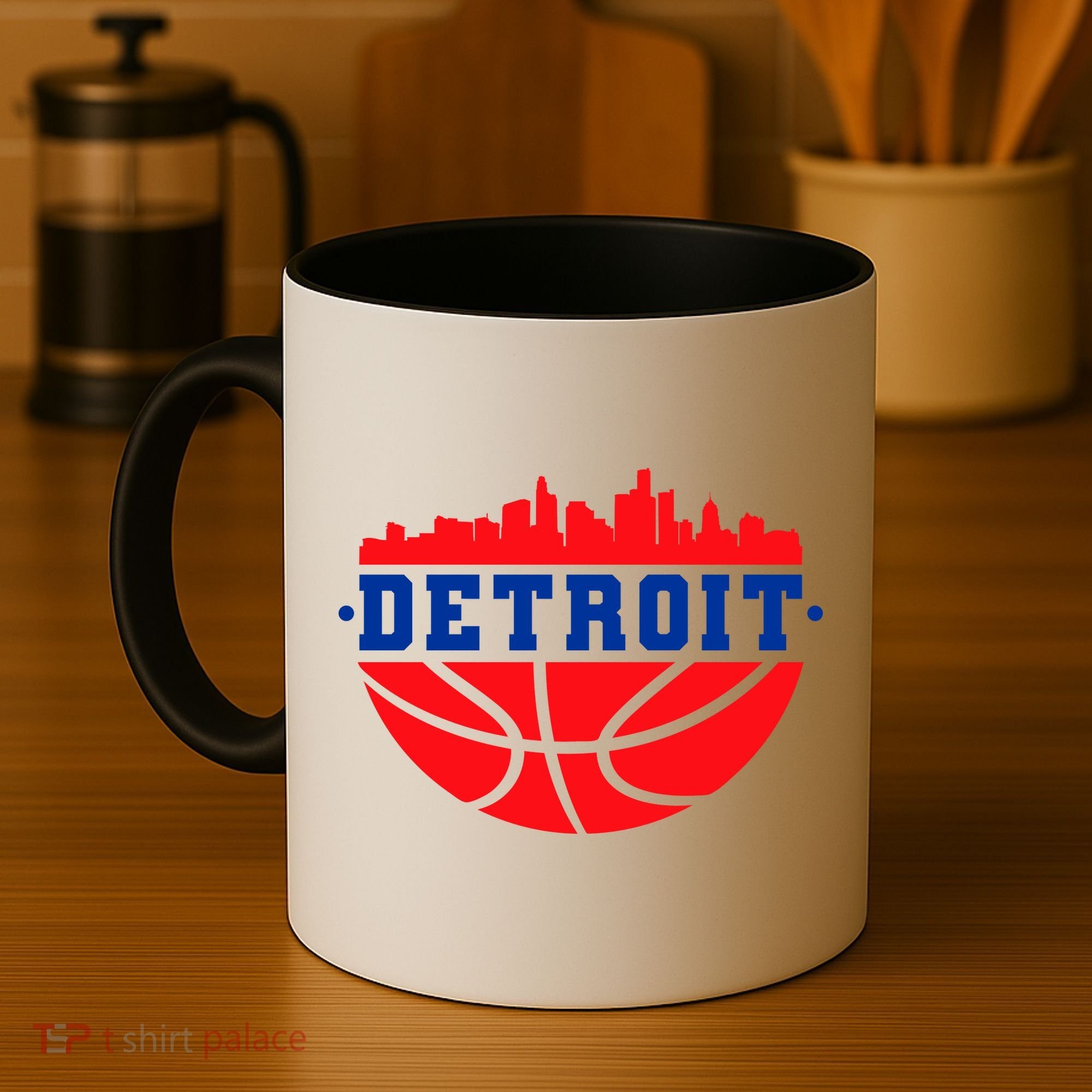 Detroit Skyline Basketball Logo Coffee Mug