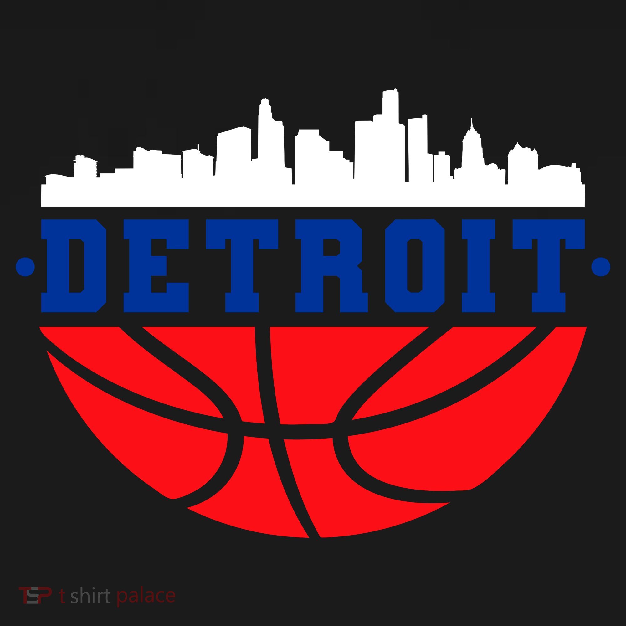 Detroit Skyline Basketball Logo Ornament