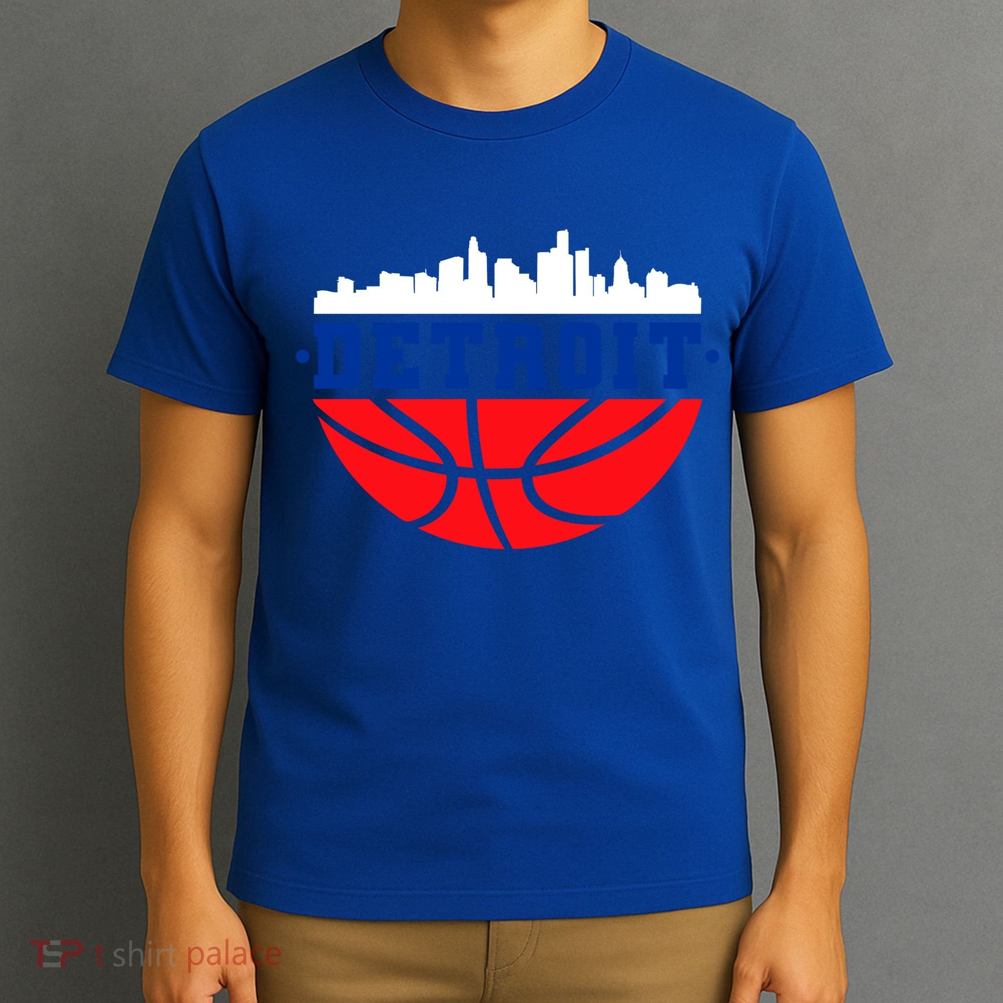 Detroit Skyline Basketball Logo T-Shirt