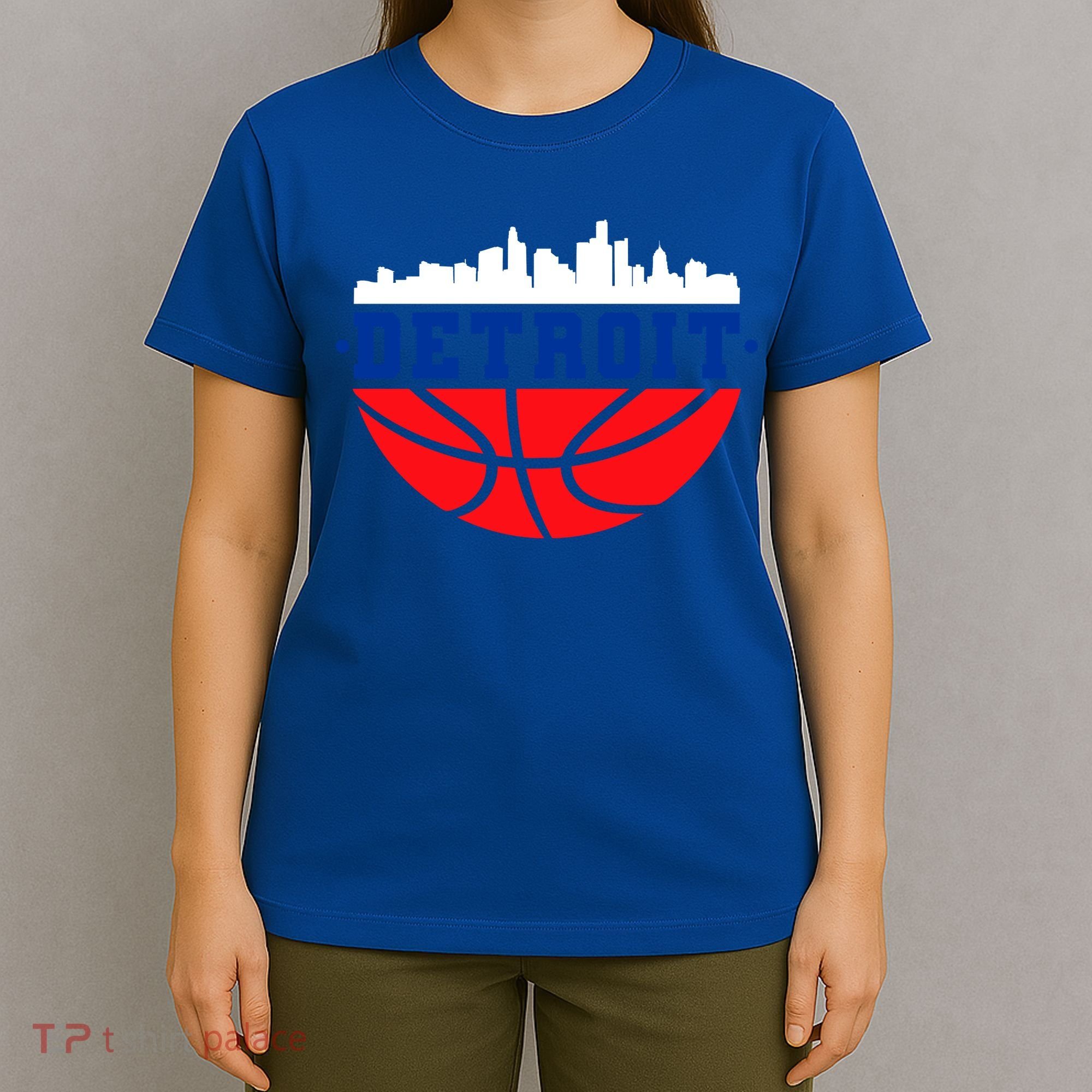 Detroit Skyline Basketball Logo T-Shirt
