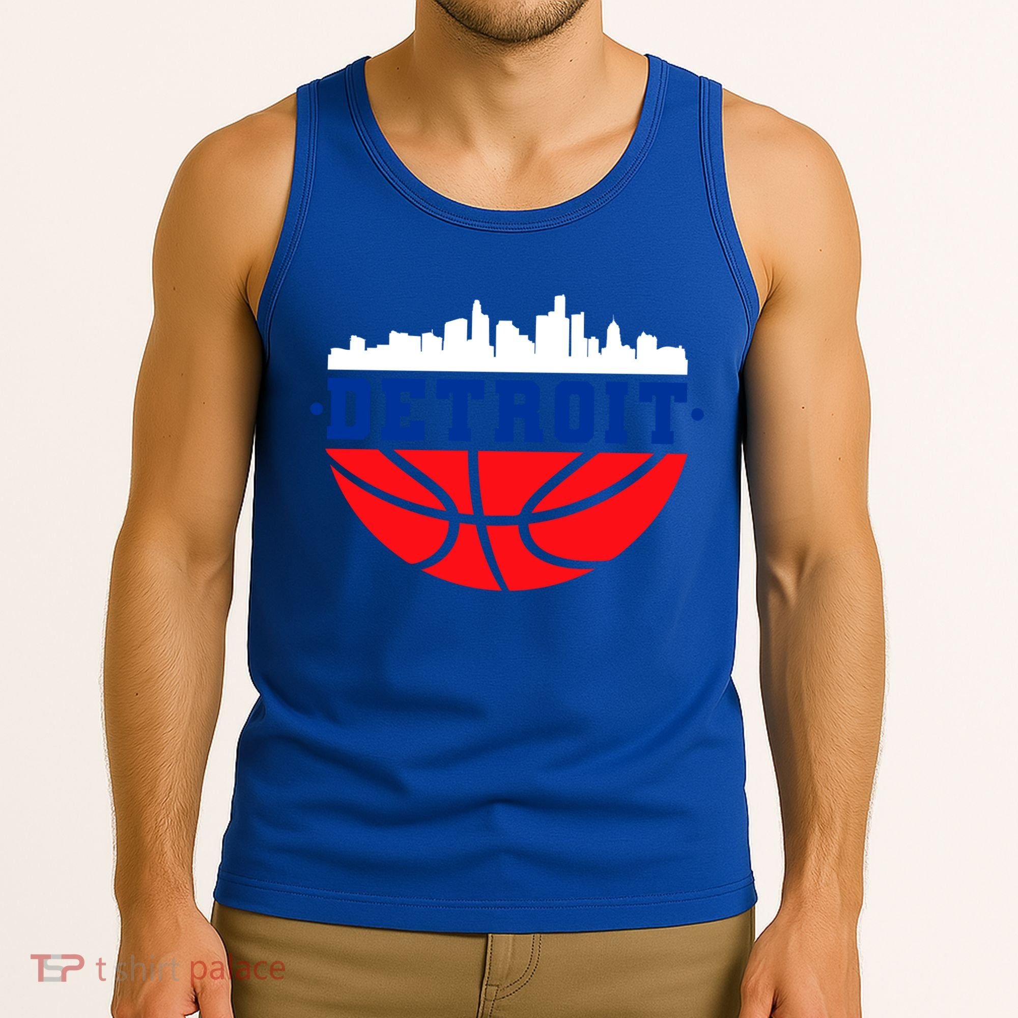 Detroit Skyline Basketball Logo Tank Top