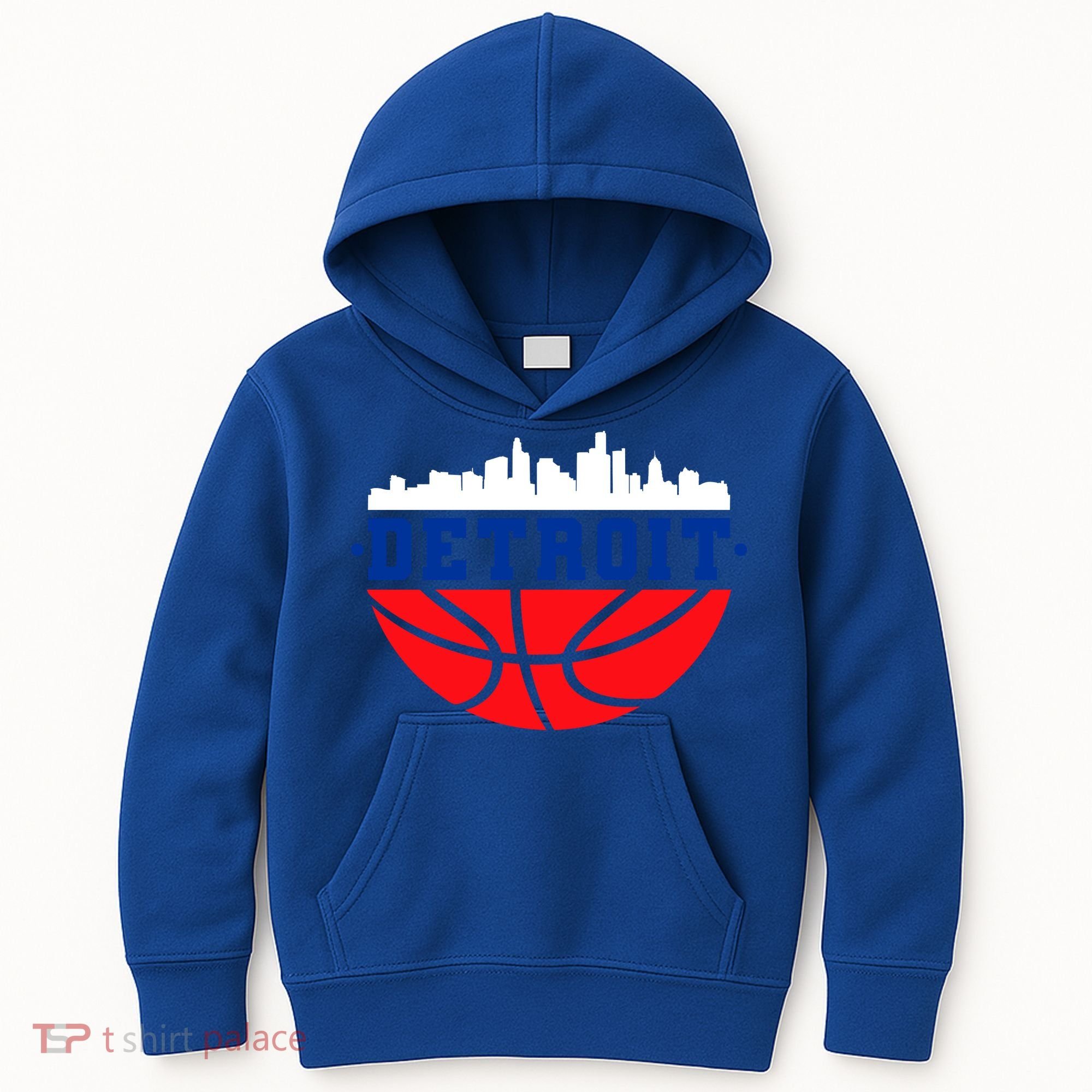 Detroit Skyline Basketball Logo Kids Hoodie