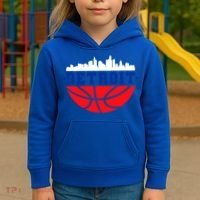 Detroit Skyline Basketball Logo Kids Hoodie thumb 3