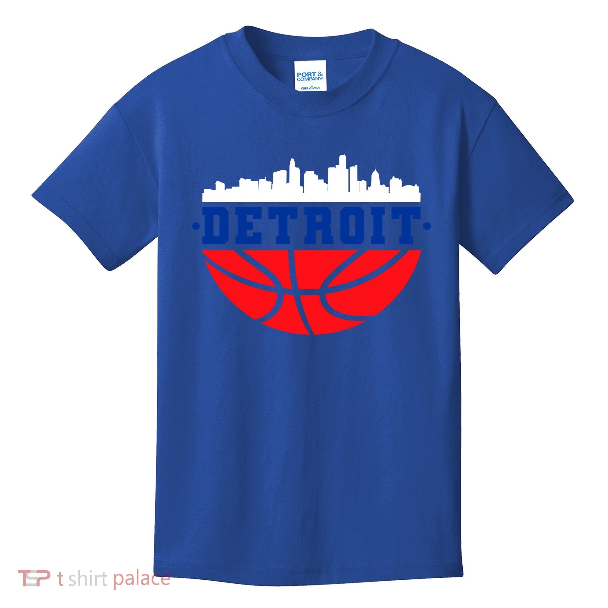 Detroit Skyline Basketball Logo Kids T-Shirt