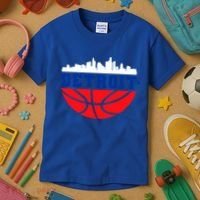 Detroit Skyline Basketball Logo Kids T-Shirt thumb 3