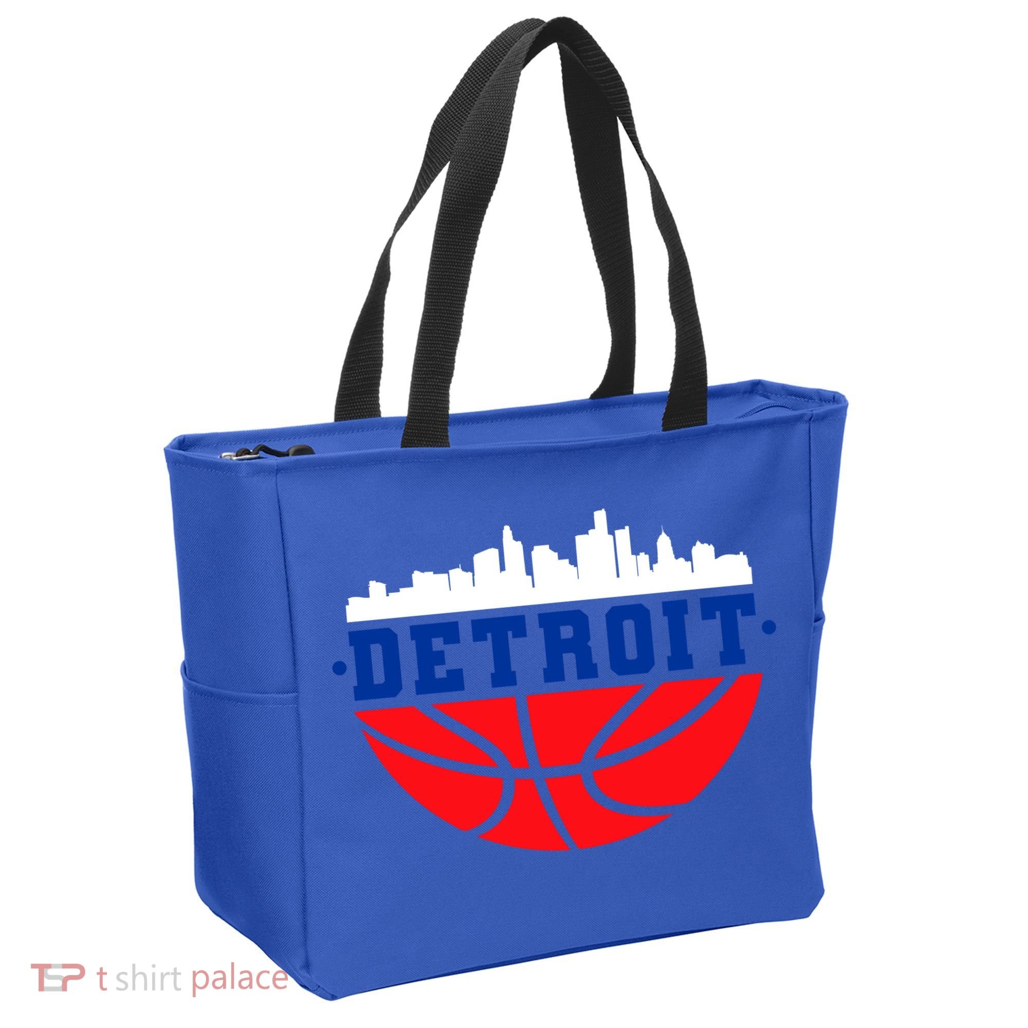 Detroit Skyline Basketball Logo Tote Bag
