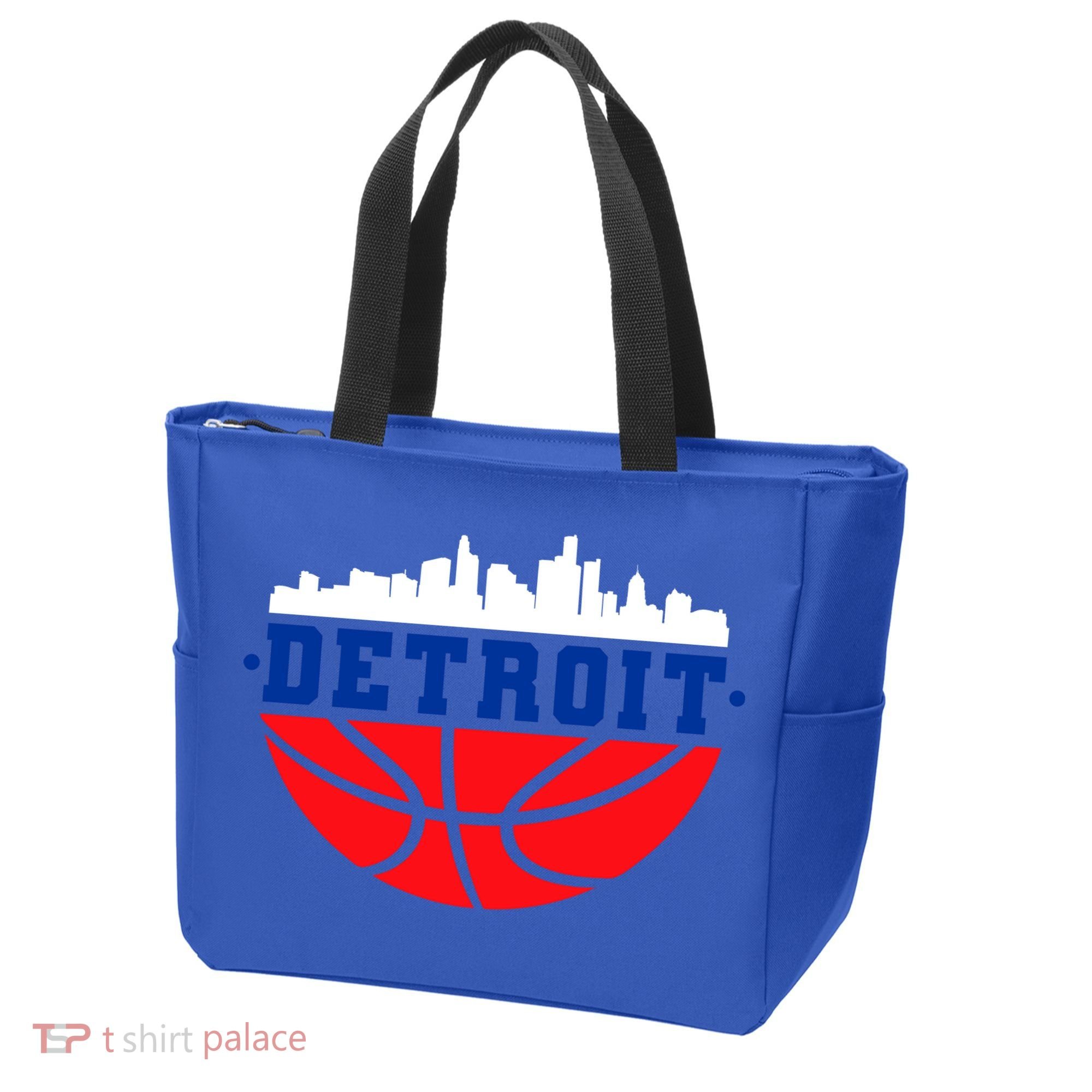 Detroit Skyline Basketball Logo Tote Bag