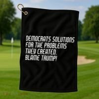 Democrat Solutions Blame Trump Golf Towel thumb 1