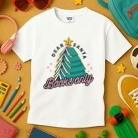 Dear Santa Books Only Kids T-Shirt thumb 3
