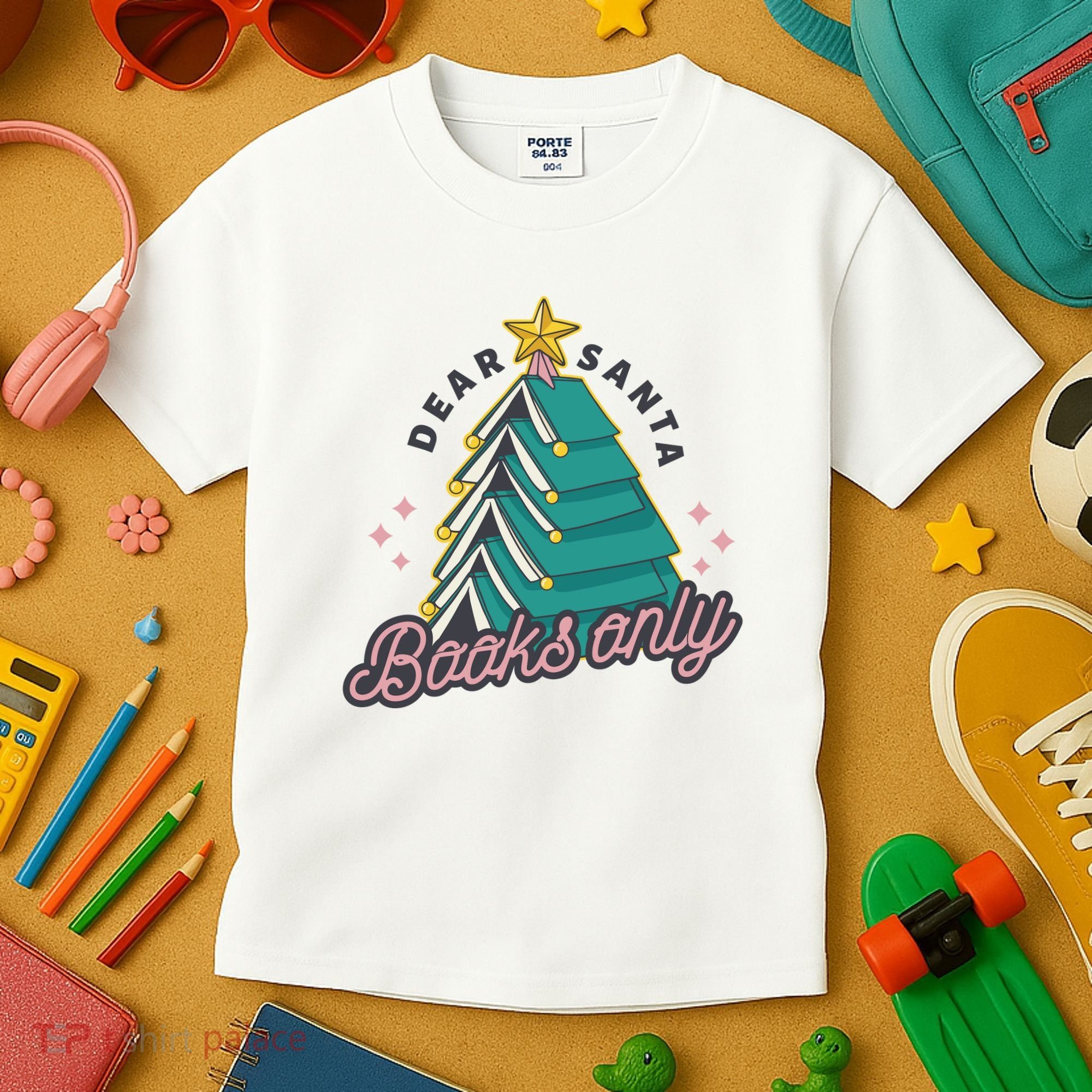 Dear Santa Books Only Kids T-Shirt