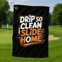 Drip So Clean I Slide Home  Funny Baseball Player Saying Golf Towel thumb 1