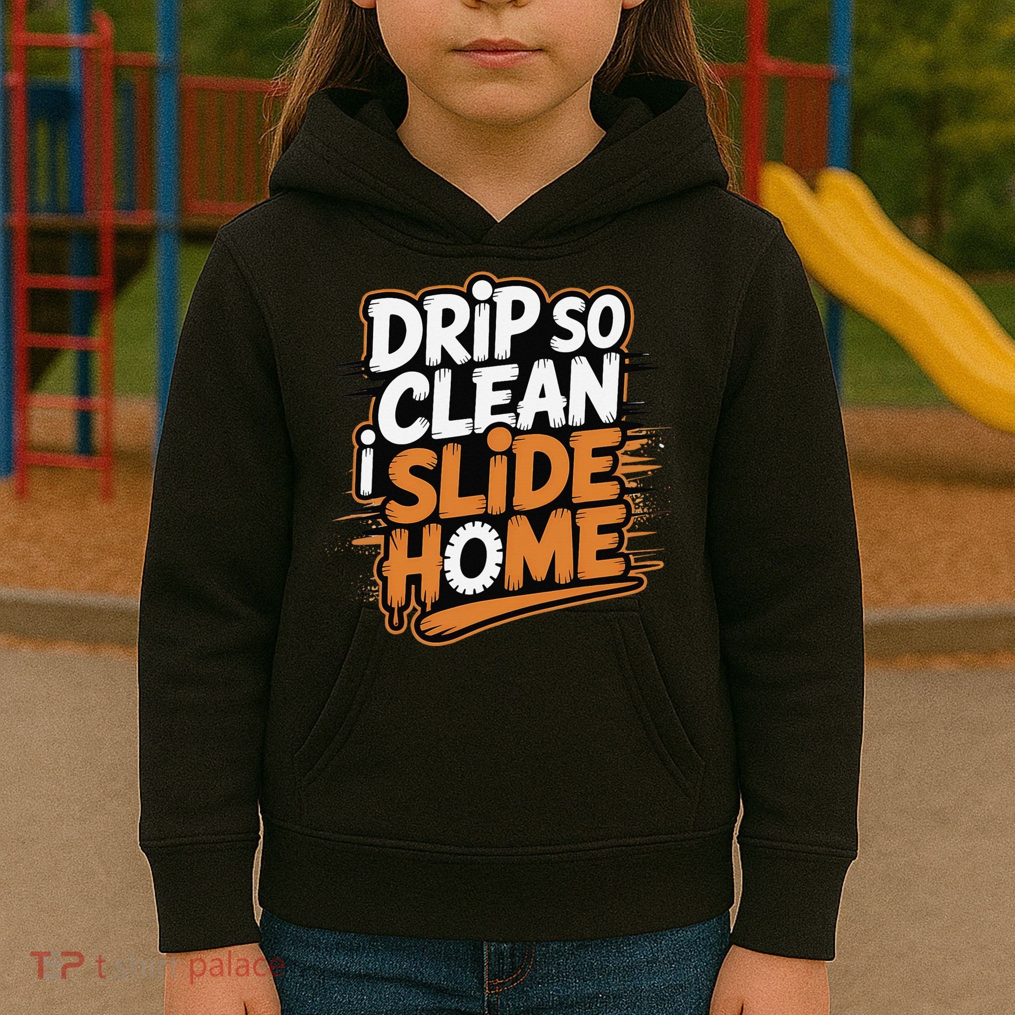 Drip So Clean I Slide Home  Funny Baseball Player Saying Kids Hoodie