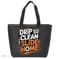 Drip So Clean I Slide Home  Funny Baseball Player Saying Tote Bag thumb 0