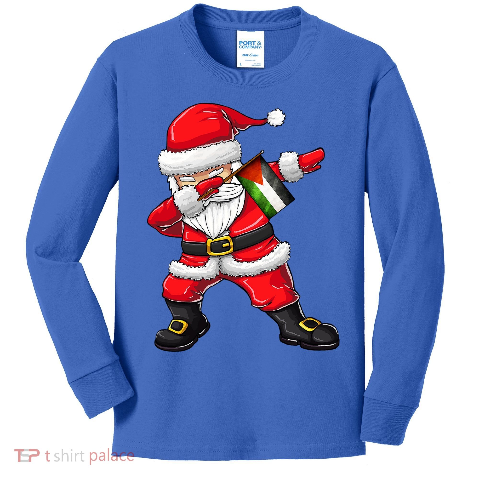 Dabbing Santa Claus From Palestine Xmas Gift Kids Long Sleeve Shirt
