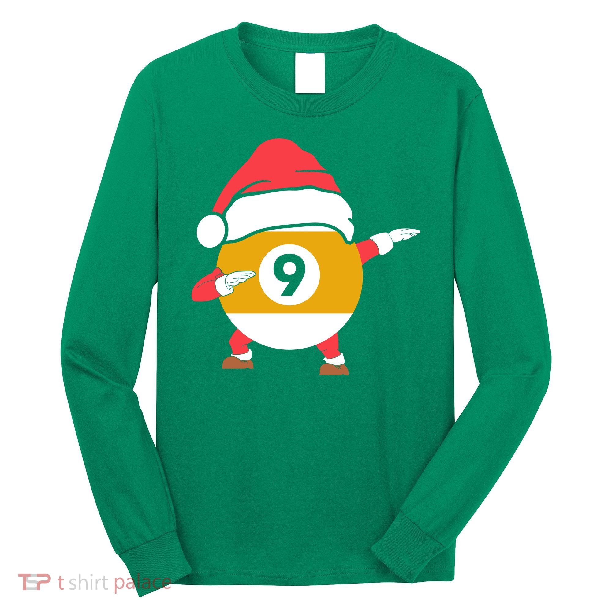 Dabbing Santa Claus Christmas Funny Pool Billiards Xmas Sport Long Sleeve Shirt